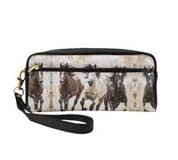 SSIMOO Bolsa de maquillaje portátil con estampado de planetas universales, compañero de viaje perfecto, diseñado para múltiples usos, Arte corriendo de caballos, Talla única