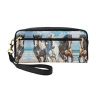 SSIMOO Bolsa de maquillaje portátil con impresión artística de caballos, compañero de viaje perfecto, diseñado para múltiples usos, Arte corriendo de caballos, Talla única