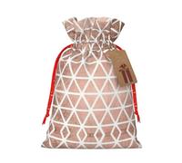 SSIMOO Bolsa de regalo con cordón de arpillera hecha a mano con fondo de oro rosa, perfecta para Navidad y vacaciones