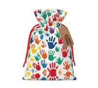 SSIMOO Bolsa de regalo con cordón de arpillera hecha a mano con impresión artesanal, bolsa de regalo perfecta para Navidad y vacaciones