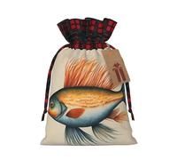 SSIMOO Bolsa de regalo con cordón de lino con diseño de pez volador, elegante bolsa de regalo de tela para festivales y ocasiones especiales