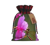 SSIMOO Bolsa de regalo de lino con cordón de libélula en la flor, elegante bolsa de regalo de tela para festivales y ocasiones especiales