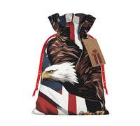 SSIMOO Bolsa de regalo reutilizable con diseño de águila con bandera de Estados Unidos y cordón que hace que tu regalo sea más delicado