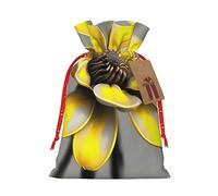 SSIMOO Bolsa de regalo reutilizable con diseño de flores amarillas y grises y cordón que hacen que tu regalo sea más delicado