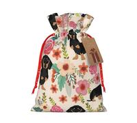 SSIMOO Bolsa de regalo reutilizable con diseño de perro y flor para fiestas navideñas y cordón que hacen que tu regalo sea más delicado