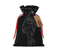 SSIMOO Bolsa de regalo reutilizable de mapa del mundo negro y diseño de cordón que hacen que tu regalo sea más delicado