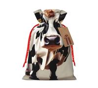 SSIMOO Bolsa de regalo reutilizable de vaca con lunares blancos y negros y diseño de cordón que hacen que tu regalo sea más delicado