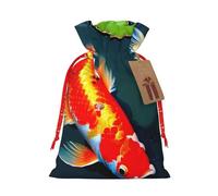 SSIMOO Bolsa de regalo reutilizable para fiestas de vacaciones Koi Fish and Lotus y diseño de cordón que hacen que tu regalo sea más delicado