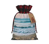 SSIMOO Bolsas de regalo de Navidad con cordón para playa y mar, bolsas de arpillera de retazos, reutilizables