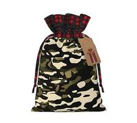 SSIMOO Bolsas de regalo de Navidad con cordón y patrón de camuflaje, bolsas de arpillera de retazos, reutilizables