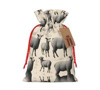 SSIMOO Bonita bolsa de regalo de arpillera con cordón de cordero de oveja, perfecta para Navidad y vacaciones
