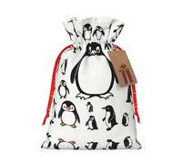 SSIMOO Bonita bolsa de regalo de arpillera hecha a mano con diseño de pingüino, bolsa de regalo perfecta para Navidad y vacaciones