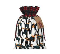 SSIMOO Bonita bolsa de regalo de lino con cordón de diseño de pingüino, elegante bolsa de regalo de tela para festivales y ocasiones especiales