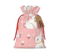 SSIMOO Bonita bolsa de regalo reutilizable de conejitos blancos y diseño de cordón que hacen que tu regalo sea más delicado