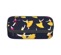 SSIMOO Bonito estuche de tela Oxford, con diseño de zorro, diseño de flores, estuche de almacenamiento para escritorio, bonito estuche para lápices, Patrón pequeño de baile de salón, Talla única