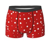 SSIMOO Calzoncillos tipo bóxer para hombre, suaves, transpirables, con estampado de palomas grises, mezcla perfecta de comodidad, durabilidad y sofisticación., Lunares rojos y blancos, XL