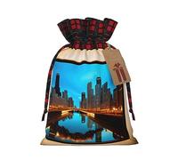 SSIMOO Chicago Reflected Chic - Bolsas de regalo de Navidad con cordón, bolsas de arpillera de retazos, reutilizables