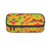 SSIMOO Colorido estuche de tela Oxford con diseño de piña, organizador de papelería de gran capacidad, bolsa portátil con cremallera, Sombrero de cactus y chile, Talla única