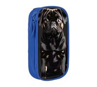 SSIMOO Cute Black Pug Dog-Standard-Scale-2_00x Oxford Cloth Stationery Storage Bag - Estuche con cremallera, ideal para viajes, Lindo perro carlino negro, escala estándar, 2_00x, Talla única