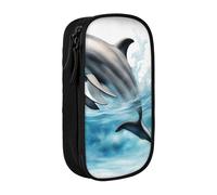 SSIMOO Cute Planet - Bolsa de almacenamiento de tela Oxford para artículos de papelería, estuche duradero con cremallera, ideal para viajes, Ocean Dolphin Looking at You, Talla única