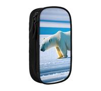 SSIMOO Cute Planet - Bolsa de almacenamiento de tela Oxford para artículos de papelería, estuche duradero con cremallera, ideal para viajes, Polar Bear Ice, Talla única