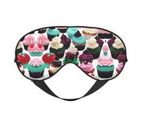 SSIMOO Delicious Cupcakes - Máscara de ojos de doble cara con estampado de cupcakes, bloqueo suave y ligero para mejorar la calidad del sueño, color negro