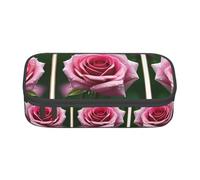 SSIMOO Dew Rose - Estuche de tela Oxford para lápices, organizador de papelería de gran capacidad, bolsa portátil con cremallera, Rosa de rocío 1, Talla única