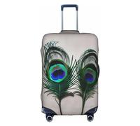 SSIMOO Elegante funda de equipaje a rayas arcoíris, experiencia de estilo y funcionalidad, perfecta compañera de viaje, Pluma de pavo real 1, L