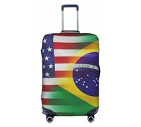 SSIMOO Elegante funda de equipaje con diseño de bandera de Arizona, experiencia de estilo y funcionalidad, perfecta compañera de viaje, Banderas estadounidenses y brasileñas, S
