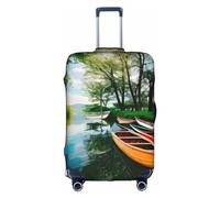 SSIMOO Elegante funda de equipaje con diseño de palmeras de Los Ángeles, experiencia de estilo y funcionalidad, compañero de viaje perfecto, Lake With Boats Canoes Park, L
