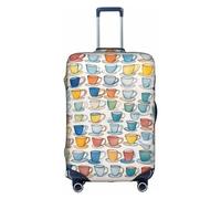 SSIMOO Elegante funda de equipaje con diseño de palmeras de Los Ángeles, experiencia de estilo y funcionalidad, compañero de viaje perfecto, Teteras y tazas dibujadas a mano 2, L