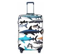 SSIMOO Elegante funda de equipaje con diseño de ramitas verdes y silvestres, experiencia de estilo y funcionalidad, perfecta compañera de viaje, Patrón de tiburones, L