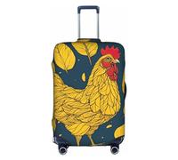 SSIMOO Elegante funda de equipaje con diseño de vaca de leche de dibujos animados, experiencia de estilo y funcionalidad, perfecta compañera de viaje, Hojas amarillas de pollo, L