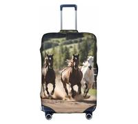 SSIMOO Elegante funda de equipaje con diseño de vaca de leche de dibujos animados, experiencia de estilo y funcionalidad, perfecta compañera de viaje, Tres caballos corriendo, M