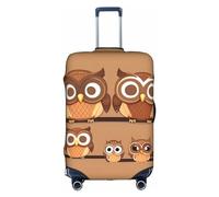 SSIMOO Elegante funda de equipaje de lunares rojos y blancos, experiencia de estilo y funcionalidad, perfecta compañera de viaje, Lindos búhos grandes de dibujos animados marrones, S