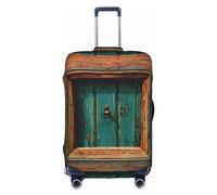 SSIMOO Elegante funda de equipaje de pollo amarillo, experiencia de estilo y funcionalidad, perfecta compañera de viaje, Puerta rústica de madera antigua2, M