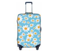 SSIMOO Elegante funda de equipaje de pollo amarillo, experiencia de estilo y funcionalidad, perfecta compañera de viaje, Margarita blanca en fondo azul claro, L