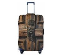 SSIMOO Elegante funda de equipaje de pollo amarillo, experiencia de estilo y funcionalidad, perfecta compañera de viaje, Puerta rústica de madera antigua1, L