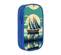 SSIMOO Estuche de tela Oxford con cremallera para guardar artículos de papelería, ideal para viajes, bonito y funcional, Paisaje de velero, Talla única