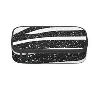 SSIMOO Estuche de tela Oxford con diseño de calavera floral negra, bolsa de almacenamiento para escritorio, bonito estuche para lápices, Grano blanco y negro, Talla única