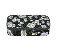 SSIMOO Estuche de tela Oxford con diseño de calavera floral negra, bolsa de almacenamiento para escritorio, bonito estuche para lápices, Beauty Daisy, Talla única