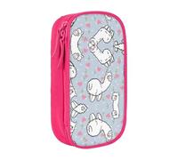 SSIMOO Estuche de tela Oxford con diseño de corazón rosa camello, bolsa de almacenamiento con cremallera, ideal para viajes, bonito y funcional