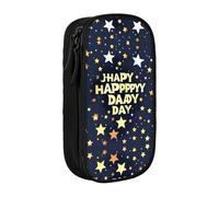 SSIMOO Estuche de tela Oxford con diseño de estrellas y feliz día del padre, bolsa de almacenamiento con cremallera, ideal para viajes, bonito y funcional