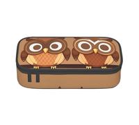 SSIMOO Estuche de tela Oxford con diseño de lunares rojos y blancos, estuche de almacenamiento para escritorio, bonito estuche para lápices, Lindos búhos grandes de dibujos animados marrones, Talla