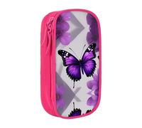 SSIMOO Estuche de tela Oxford con diseño de mariposa y flor morada, bolsa de almacenamiento con cremallera, ideal para viajes, bonito y funcional, Mariposa morada y flor 1, Talla única