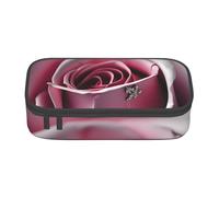 SSIMOO Estuche de tela Oxford con diseño de rosa roja sobre piano, organizador de papelería de gran capacidad, bolsa portátil con cremallera, Rosa rosa de primer plano, Talla única