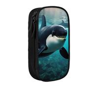 SSIMOO Estuche de tela Oxford de oveja rosa, bolsa de almacenamiento con cremallera, ideal para viajes, bonito y funcional, Las orcas nadan a lo largo de 1, Talla única