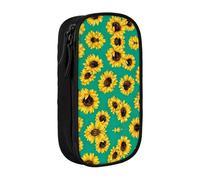 SSIMOO Estuche grande de tela Oxford de lunares blancos, bolsa de almacenamiento con cremallera, ideal para viajes, bonito y funcional, Flores de girasoles de primavera, Talla única