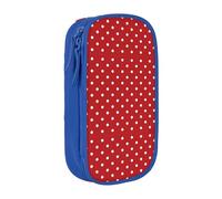 SSIMOO Estuche grande de tela Oxford de lunares blancos, bolsa de almacenamiento con cremallera, ideal para viajes, bonito y funcional, Punto blanco grande, Talla única