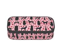SSIMOO Estuche grande de tela Oxford de lunares blancos, organizador de papelería de gran capacidad, bolsa portátil con cremallera, Perros caniches rosados, Talla única
